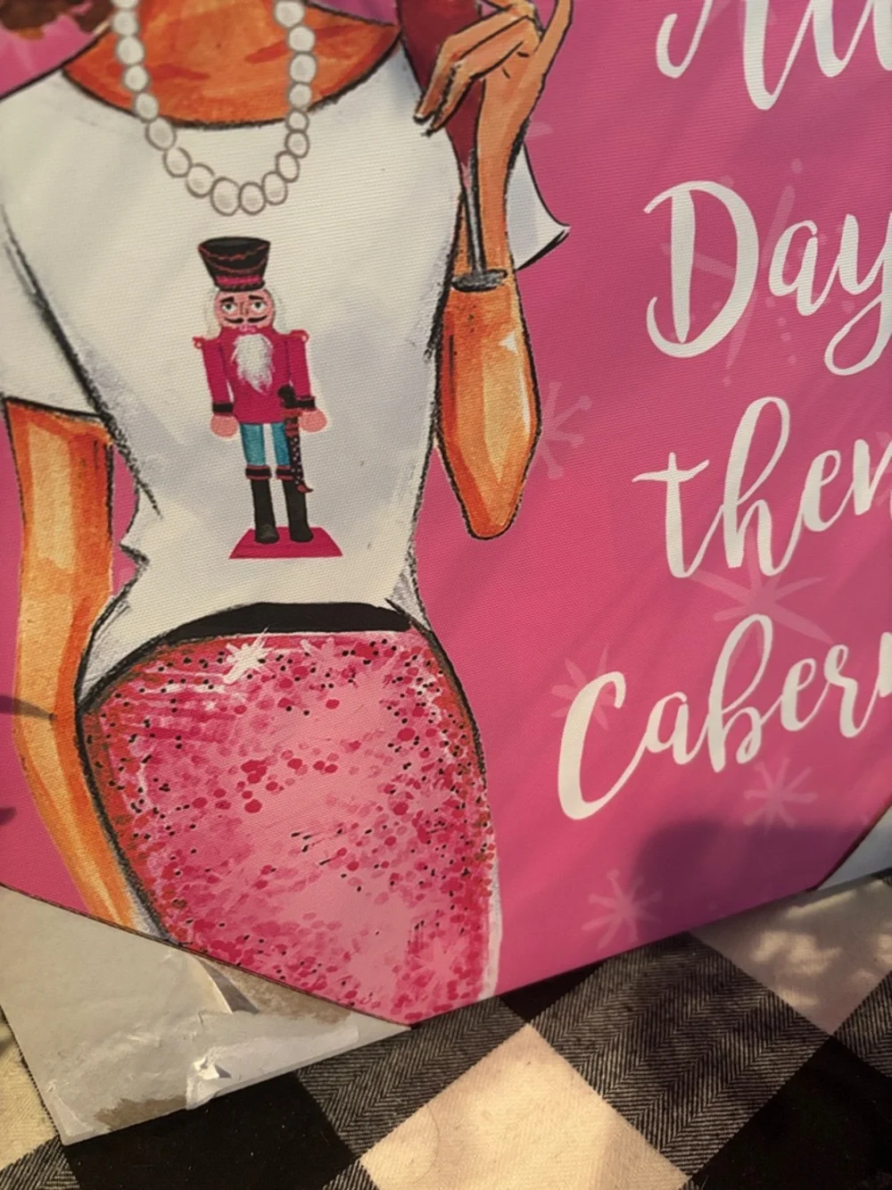 Sleigh All Day Then Cabernet Pink Holiday Wall Art - Picture 4 of 4